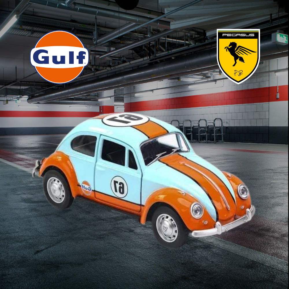 Miniatura VW Fusca Gulf Escala 1/43 CCA + Miniatura Brinde - PegasusMiniaturas®